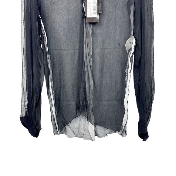 Dolce & Gabbana 100% Silk Sheer Ruffle Trim Top Black Size 42 Small New - Picture 8 of 12